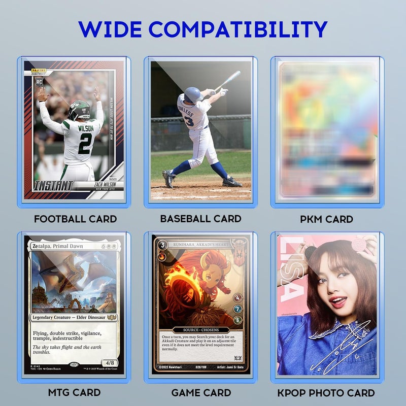 MILTNK 200 Pack Card Sleeves Toploaders  Hard Plastic Top Loaders  Baseball Sports Trading PKM Card Holder Protectors (100 Toploaders + 100 Sleeves) - Image 5